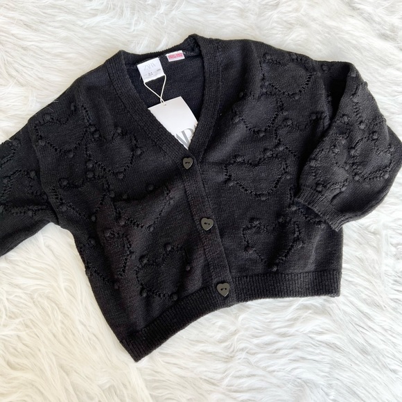 Zara Girl Black Knit Cardigan Size 3-4 Years NEW - Picture 5 of 5
